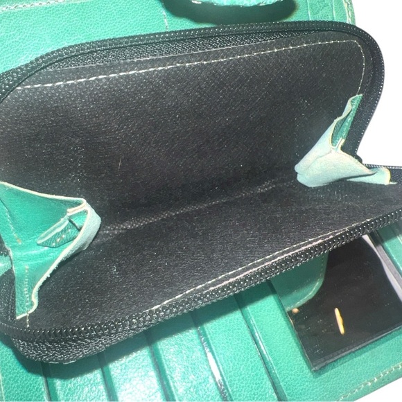 Western Womens Teal Green Embossed Tooled Real Genuine Leather Long Zip Wallet - Picture 8 of 9